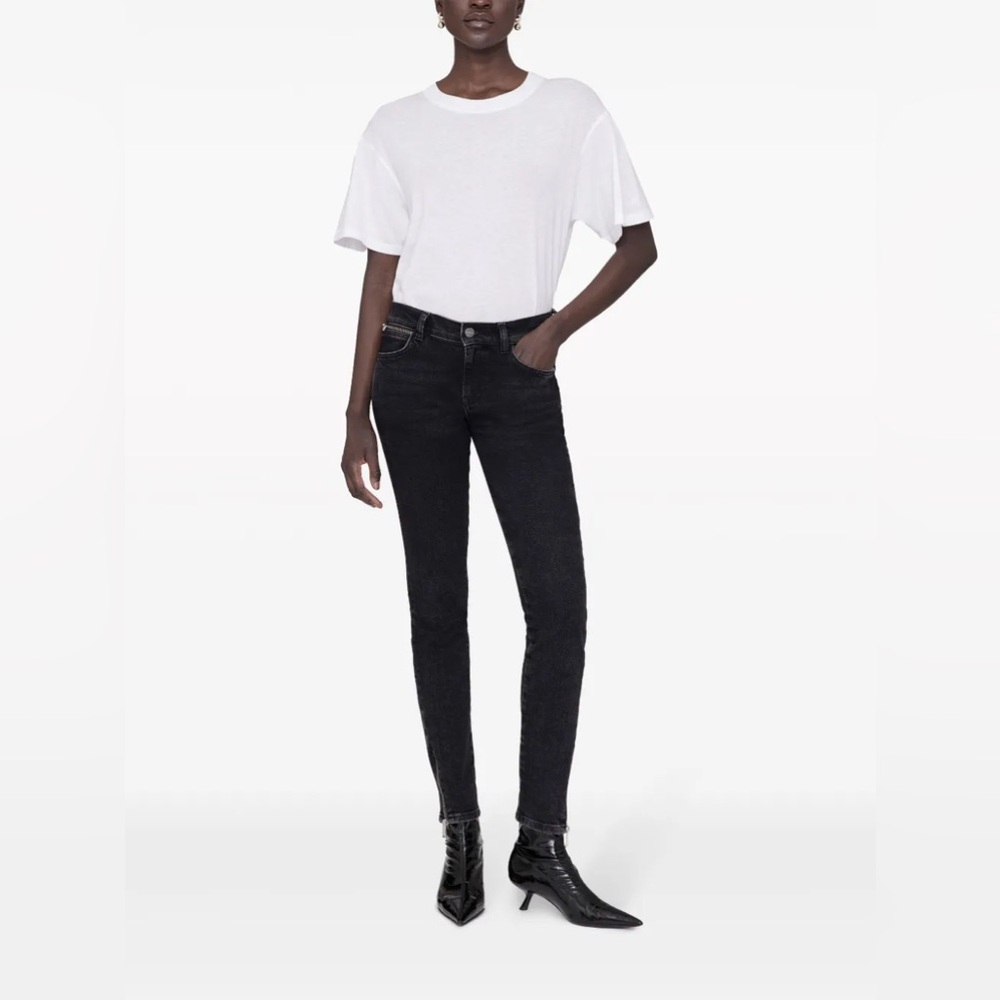 ANINE BING Jax Low Rise Skinny Jeans Washed Black 25
